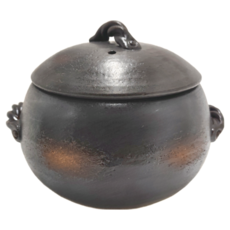美濃燒 萬古燒 黑丸5合炊飯鍋, 陶瓷飯鍋 2300mL 適用溫度:-10°C~300°C 日本產, 單一顏色, 1個