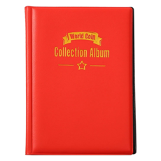 Wax Store硬幣收集愛好收集貨幣 120格相冊 紅色+紅色 15.5*11cm, 1個