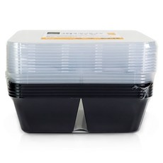 Life smile 耐熱黑色方形容器 1格 650ml*5個+2格 650ml*5個+蓋子 10個組, 1組