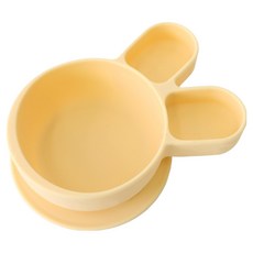 幼兒用實用矽膠兔子副食品吸盤碗, 黃色, 1個