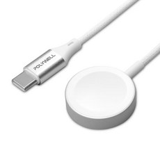 POLYWELL 寶利威爾 Apple Watch 磁吸無線充電器 Type-C編織線 PW15-T65-0639, 1條, 白色