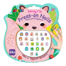 AVEnIR Kids 可重複童趣美甲貼, 動物王國, 24片安全無毒兒童美甲貼, 1組