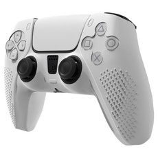 스페이스쉴드 소니 플레이스테이션 PS5 듀얼센스 호환 엠보 그립 미끄럼방지 논슬립 실리콘 커버 케이스, 화이트, 1개