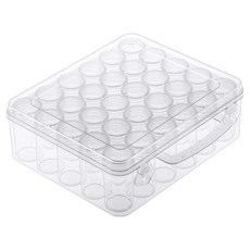 리빙망고 보석 십자수 보관 30칸 투명 원통 비즈통, 화이트, 1개 화이트, 1개