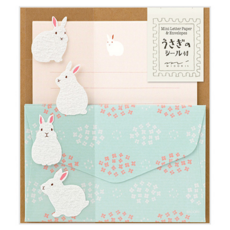 日本 MIDORI 迷你信紙信封組 A-86514, 兔子, 1組