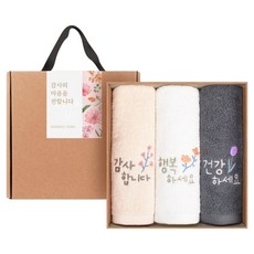 송월타월 감사 행복 건강 호텔 수건 130g 30수 면사 3p 선물세트, 베이지, 아이보리, 그레이, 1세트