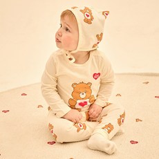 Care Bears幼兒用誕生百日有機連身衣+全身褲+帽子禮盒+購物袋