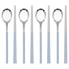 라온누리 식세기 가능한 디엘로 올스텐 컬러 수저 세트, 실버그레이, 4세트, 숟가락 4p + 젓가락 4p 실버그레이, 4세트, 숟가락 4p + 젓가락 4p