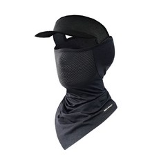 AREX SPORT 戶外騎行防曬面罩親膚冰絲網眼護臉遮頸脖圍三角巾 有帽簷 岩石灰 均碼, 1個