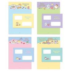 미소로 1000 굿데이 편지지 4종 세트 2434, 옐로우, 퍼플, 블루, 민트, 1세트 옐로우, 퍼플, 블루, 민트, 1세트