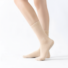 PORA BELLA 素色螺紋瑜珈襪 女款 YG007 卡其色 瑜珈運動 舒適防滑, 30 x 15 x 2cm
