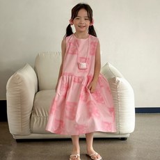 LITTLE RABBIT 女童款C玫瑰日常家庭裝連身裙