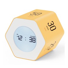 mooas Multi六角鐘錶計時器 第2代, 黃色, 翻轉計時器, 桌面時鐘