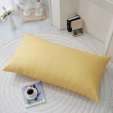 Danjam 泡泡紗涼爽靠枕+含枕芯靠枕套 一般型, 固體芥末