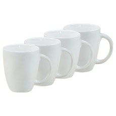 해피정 코리아 오벌 머그 유광 310ml, 화이트, 4개