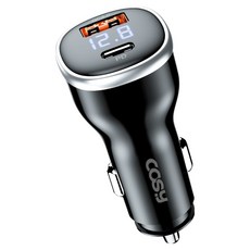 코시 51W 전압표시 초고속 시거잭 차량용 PD QC3.0 2포트 충전기, 블랙, CGR4144AT 블랙, CGR4144AT
