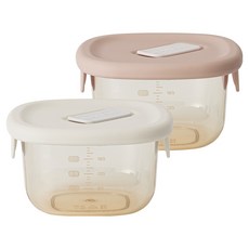 마더케이 허그 PPSU 이유식 용기 260ml x 2종 세트, 크림, 핑크베이지, 1세트