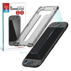 JOYTRON Nintendo Switch 2 9H強化玻璃螢幕保護貼 2入+指南組, 黑色, 1個, SW2-FILM01