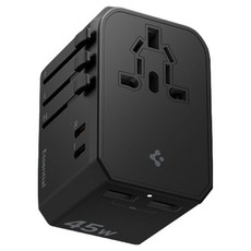 슈피겐 해외 여행용 초고속 멀티 어댑터 4포트 충전 45W USB PD PPS + 파우치 세트 블랙 ACH08939, 1개