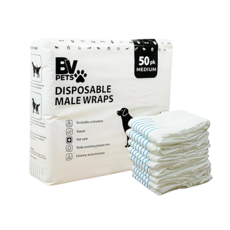 BV PETS 寵物生活家 寵物禮貌帶 白色 50片 中型(M) 公狗專用 防亂尿 寵物尿布, 1包