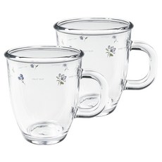 바칠레 대용량 강화유리 카모마일 글라스 머그컵 375ml, 혼합색상, 2개