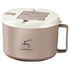couselect 316不鏽鋼泡麵碗 雙層隔熱防燙碗 便當盒 學生宿舍湯碗 1.3L 咖啡色, 1個
