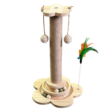 毛皇上 花型劍麻貓抓柱 1組 50cm 小花轉盤 貓抓板 劍麻柱 貓玩具 實木底座