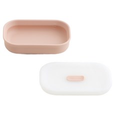 TACKAON 幼兒用123矽膠長碗+蓋子組, 1套, 長球+蓋子, 米色 粉紅色