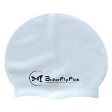 ButterFly Fish 蝴蝶魚 矽膠泳帽 低水阻 高彈性 SC2501 適用頭圍50~62cm 白色 均碼, 均碼(23.3 x 20.5cm), 1個