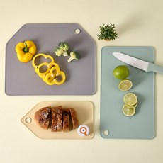 NEOFLAM Casa系列 TPU砧板3件組, 灰色 + 綠色 + 黃色, 1組