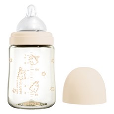 유비맘 시그니처 PPSU 배앓이방지 젖병 + 젖꼭지 세트, 베이지, 1개, 200ml