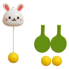 Mashatu單人室內乒乓球練習球拍 2入+球 3入+引線組 兔子, 1套, 混色