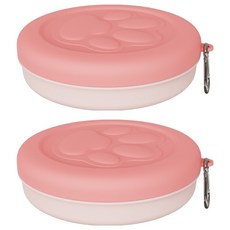 애와니 반려동물 야외용 뚜껑형 휴대용 식기 S 11 x 4 cm, 투톤핑크, 2개