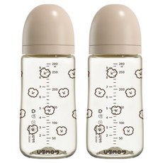 유비맘 국내 제조 디자인 시그니처 PPSU 노꼭지 젖병, 초코몽이(초코), 2개, 280ml