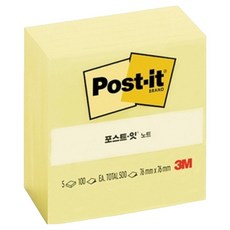 쓰리엠 포스트잇 노트 654 76 x 76 mm, 노랑, 500매, 1개
