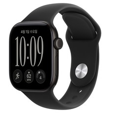 Apple 2026 애플워치 시리즈 12, 블랙, 42mm, GPS, 알루미늄, 블랙 스포츠 밴드, M/L