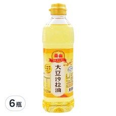 泰山大豆沙拉油，適合煎煮炒炸各式烹調，低油煙耐高溫230°C，600毫升, 600ml, 6瓶