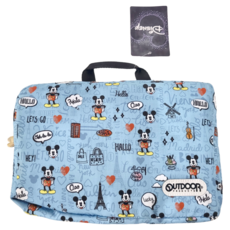 OUTDOOR PRODUCTS 迪士尼Disney 米奇環遊世界折疊旅行袋 - 藍色, 32.5 x 50 x 25cm, 1個
