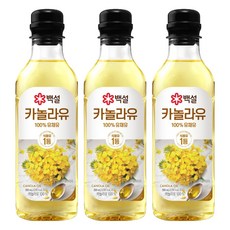 CJ BEKSUL 白雪 芥花油, 500ml, 3瓶