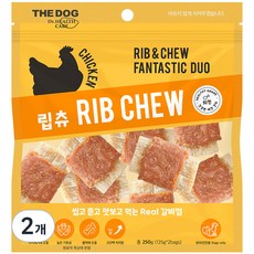 더독 강아지 갈비껌 간식 립츄, 치킨, 250g, 2개