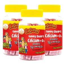 릴크리터스 꾸미 베어스 칼슘 + 비타민D3 어린이 건강식품, 60정, 3개