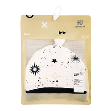 KU.KU Duckbill 酷咕鴨 KUKU PLUS 十二星座單結嬰兒帽-1入, 100%純棉, 初生兒適用, 頭圍36-42cm, 36~42cm, 十二星座 星耀白
