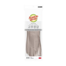 3M Scotch-Brite 百利 Premium 橡膠手套 5雙, M 35 x 21cm, 灰色