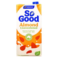 So Good 無糖杏仁奶, 高鈣低脂, 素食者適用, 無乳糖無麩質, 1L, 1瓶