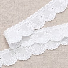 Kohas iD 蝴蝶結刺繡花邊 360cm, 白色, 1入