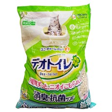 unicharm pet Deo-toilet 清新消臭 雙層貓砂盆專用 清新消臭抗菌沸石砂, 天然火山黏土顆粒, 易吸附異味, 易清潔整理, 森林淡雅清香, 3.8L, 1包