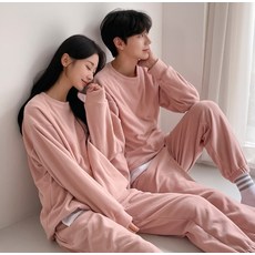 어나더디 웜데이 플리스 남녀 커플 잠옷 상하의 세트