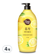 샤워메이트 내추럴 유자 바디워시 유자향, 1200g, 4개