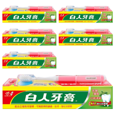T.KI 白人 牙膏+牙刷 Set, 堅固牙齒 保護牙齦 強化琺瑯質 預防蛀牙, 6組