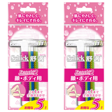 Schick 舒適牌 Exacta 2 臉/身體用仕女輕便刀 5支, 添加維他命E, 2包